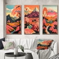 thumbnail image 1 of Designart "Japanese Mountain Serenity Elegant Pink Landscape II" Meadow Framed Wall Art Set Of 3 - Pink Traditional Frame Canvas Set For Living Room Decor, 1 of 6