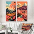 thumbnail image 1 of Designart "Japanese Mountain Serenity Elegant Pink Landscape II" Meadow Wall Art Set Of 2 - Traditional Pink Gallery Wall Set For Home Decor, 1 of 6