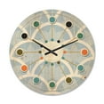 thumbnail image 1 of Designart 'Japanese Style Half-Circle Blue Pattern' Mid-Century Modern Wood Wall Clock, 1 of 5