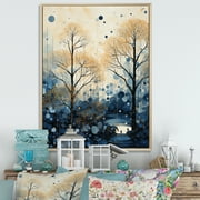 Designart "Japon Art Blue peaceful Zen Minamlism Landscape I" Floral Floater Framed Canvas Print