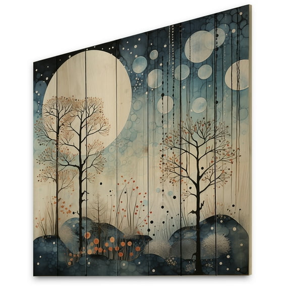 Designart "Japon Art Blue peaceful Zen Minamlism Landscape III" Japanese Print on Natural Pine Wood