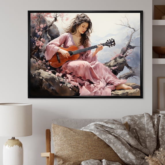 Designart "Japon Art love Music" Japan Art Floater Framed Wall Decor