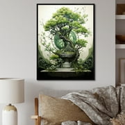 Designart "Japon Art peaceful Bonsai II" Floral Floater Framed Canvas Art Print