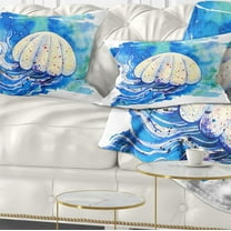 Designart Jellyfish Watercolor Painting - Abstract Throw Pillow - 12x20