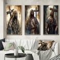 thumbnail image 1 of Designart "Jesus with Cross in Black III" Religious Landscape Framed Wall Art Set Of 3 - Black Religious Landscape Frame Gallery Wall Set For Home Decor, 1 of 7