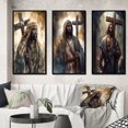 thumbnail image 1 of Designart "Jesus with Cross in Black III" Religious Landscape Framed Wall Art Set Of 3 - Black Religious Landscape Frame Gallery Wall Set For Home Decor, 1 of 7