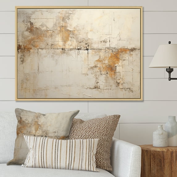 Designart "Jesus' Cross In Beige" Abstract Floater Framed Canvas Prints