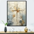 thumbnail image 1 of Designart "Jesus' Cross In Beige II" Christianity Floater Framed Canvas Art Print, 1 of 5