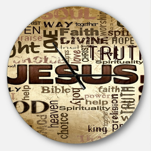 Designart 'Jesus' word cloud in grunge' Metal Wall Clock