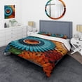 thumbnail image 1 of Designart "Jeweled Grotto with Geode Tiles" Stone Geode Bedding Covert Set - Landscapes Blue Traditional Bed Set With 2 Shams, 1 of 5