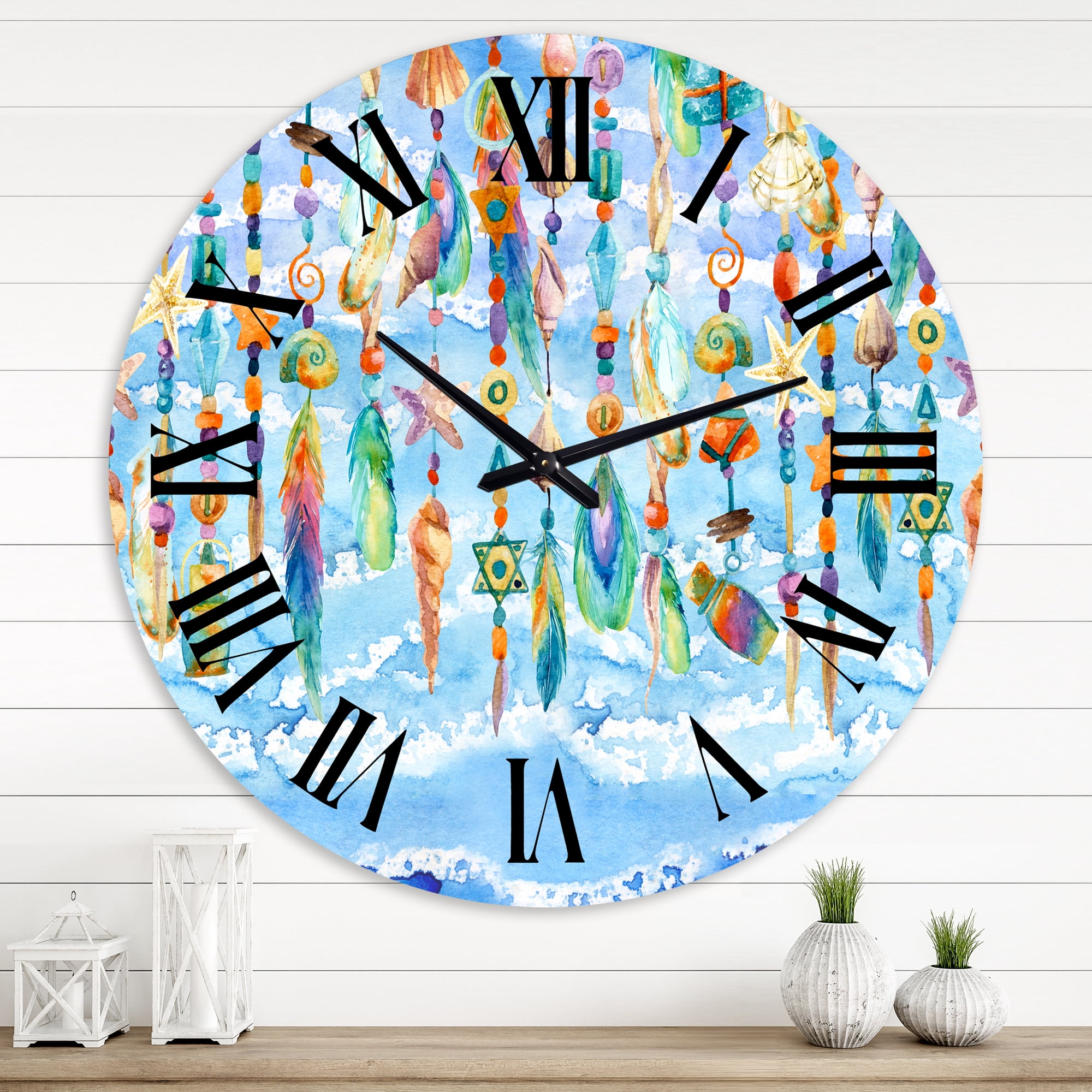 Designart 'Jewelry Of Sea Shell And Beads' Traditional Wall Clock