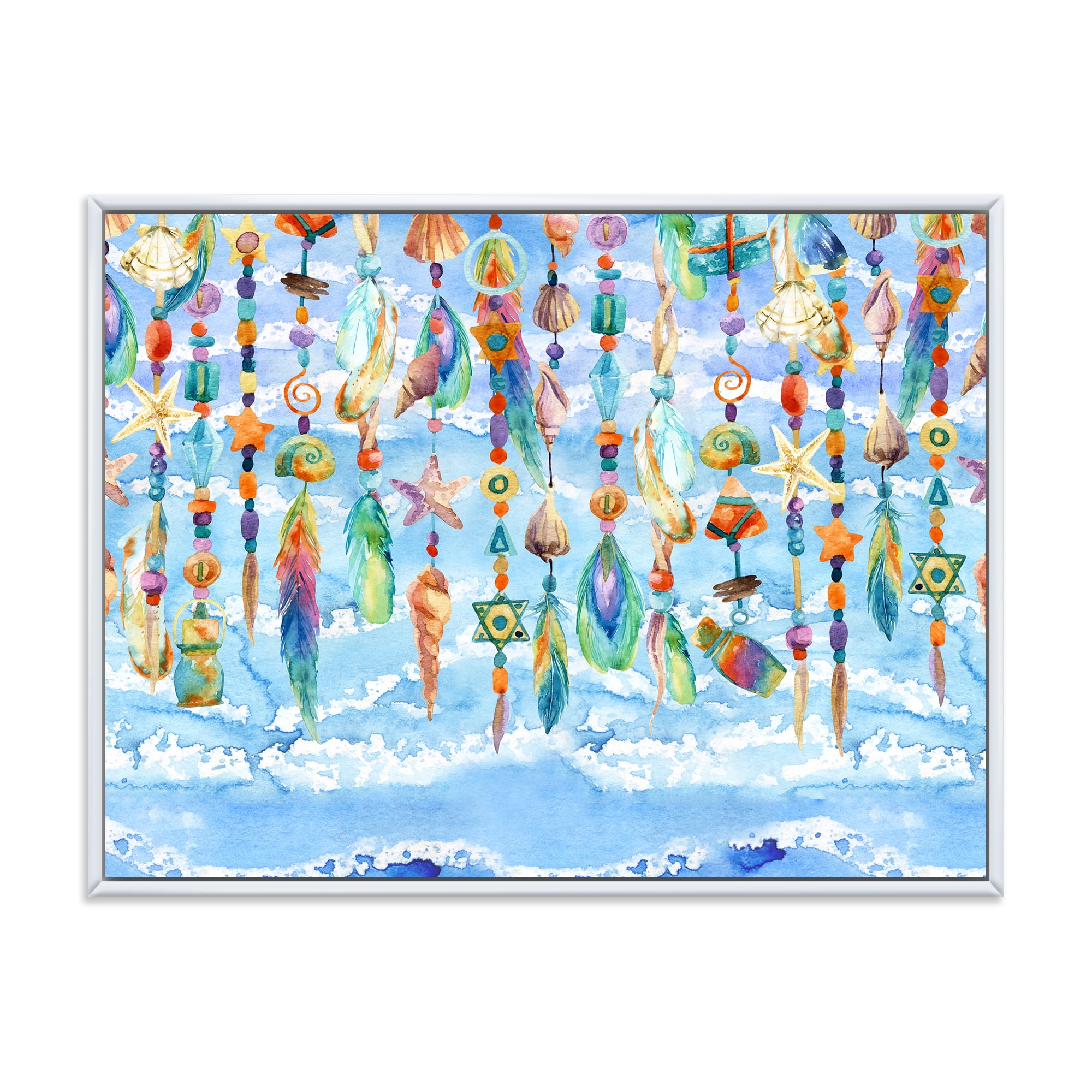 Designart 'Jewelry of Beads and Sea Shell' Traditional Framed Canvas Wall Art Print