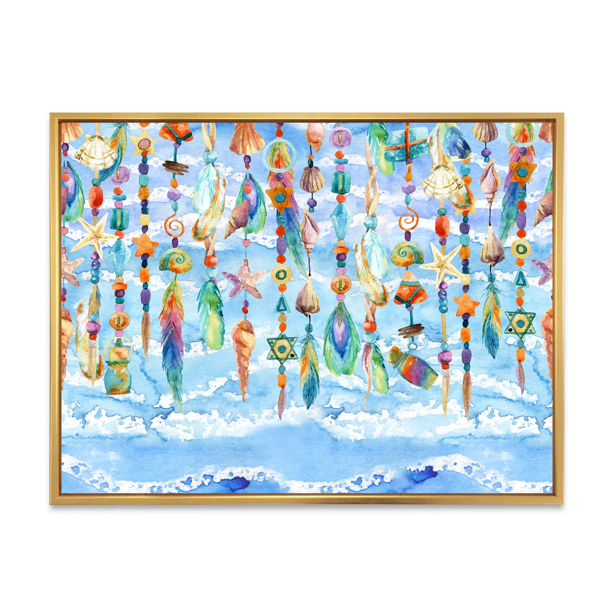 Designart 'Jewelry of Beads and Sea Shell' Traditional Framed Canvas Wall Art Print
