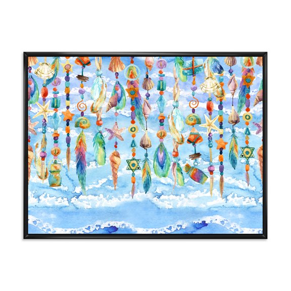 Designart 'Jewelry of Beads and Sea Shell' Traditional Framed Canvas Wall Art Print