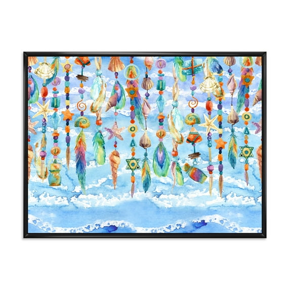 Designart 'Jewelry of Beads and Sea Shell' Traditional Framed Canvas Wall Art Print