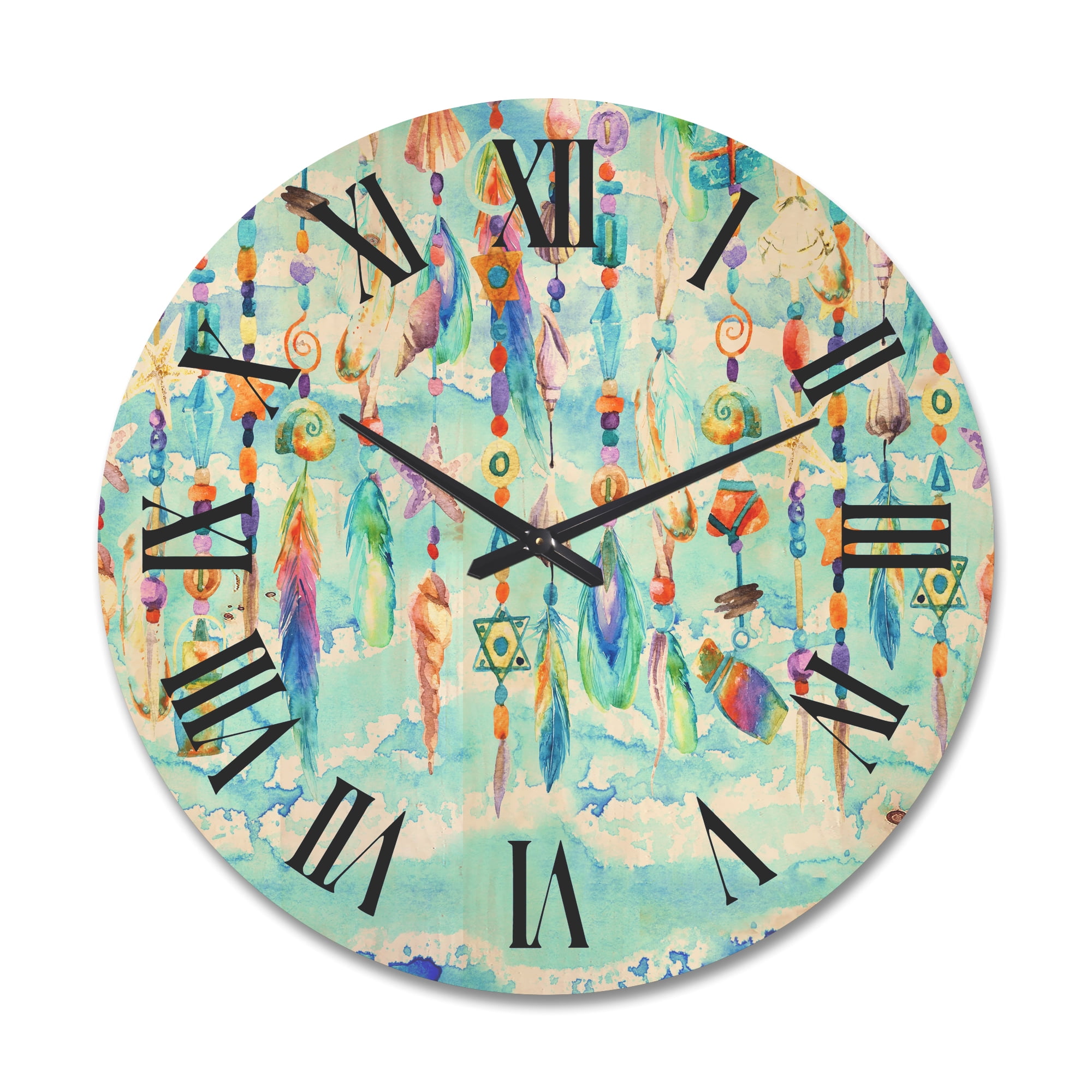 Designart 'Jewelry of Beads and Sea Shell' Traditional Wood Wall Clock