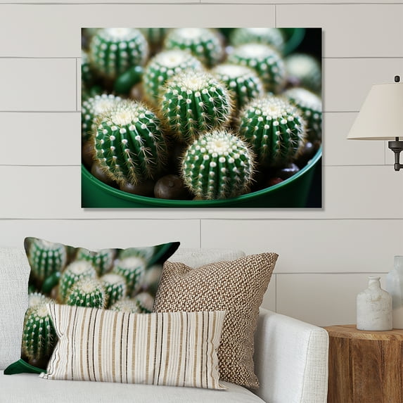 Designart "Jewels of the Desert Green Beige Cactus Mammillaria I" Floral Metal Wall Art