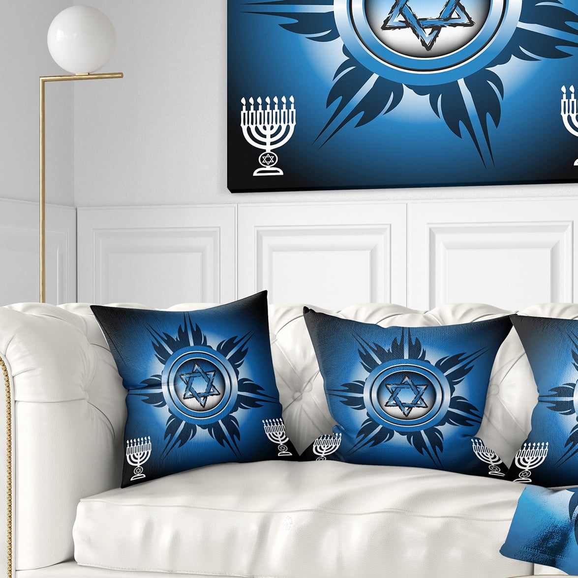 Designart Jewish Symbols - Abstract Throw Pillow - 16x16