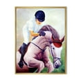thumbnail image 1 of Designart 'Jockey On Galoping Pink Horse' Farmhouse Framed Canvas Wall Art Print, 1 of 5