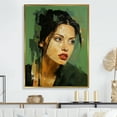 thumbnail image 1 of Designart "Jolie In Green Jade Portrait" Woman Pop Art Floater Framed Canvas Wall Art, 1 of 5
