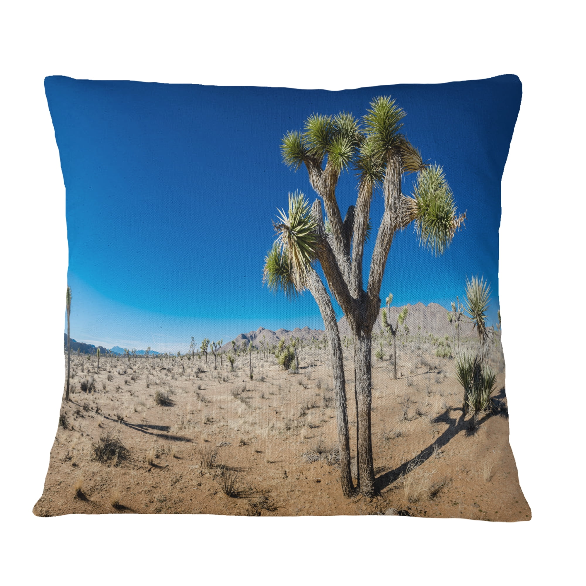 Designart Joshua Tree in Open Desert - Landscape Printed Throw Pillow - 18x18