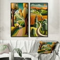 thumbnail image 1 of Designart "Journey through Mountains Rustic Road VII" Abstract Landscape Framed Wall Art Set Of 2 - Modern Green Gallery Wall Frame Set For Home Decor, 1 of 6