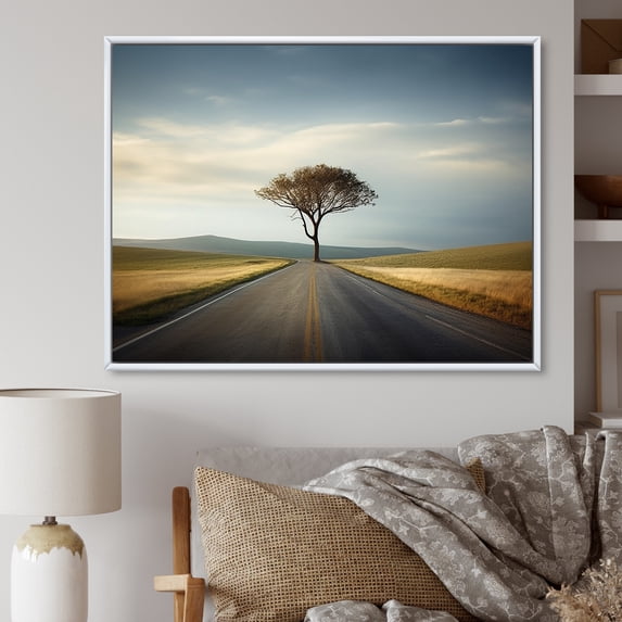 Designart "Journey'S Roadway Capture" Road Floater Framed Canvas Wall Art
