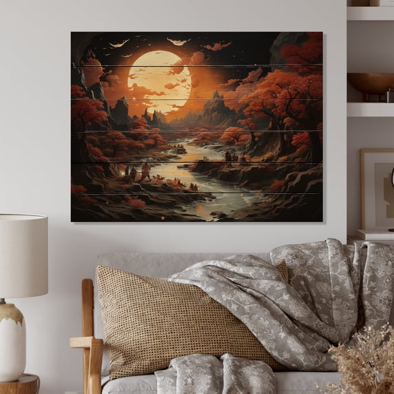 Designart "Journey The Hinduisim Dharmas wall art I" Spiritual Print on Natural Pine Wood