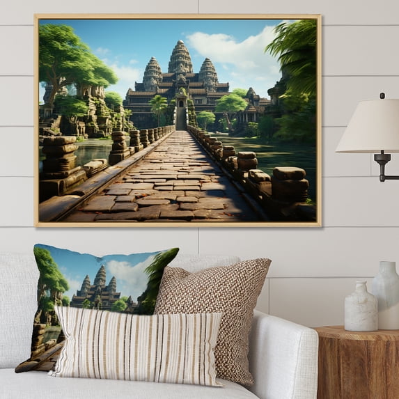 Designart "Journey To Asian Painting II" Asian Floater Framed Wall Art Print