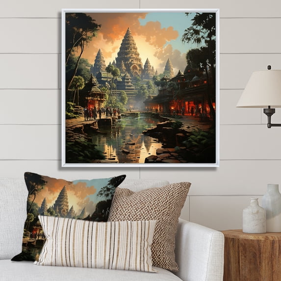 Designart "Journey To Asian Painting VII" Asian Floater Framed Wall Art Living Room
