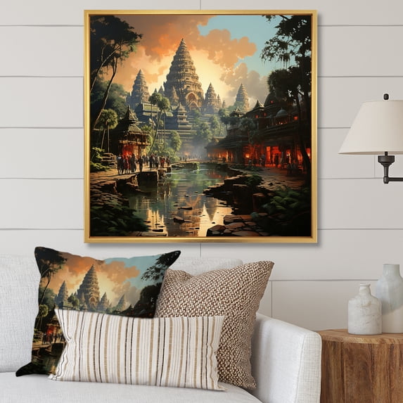 Designart "Journey To Asian Painting VII" Asian Floater Framed Wall Art Living Room