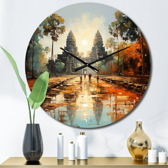 Designart "Journey To Asian Painting VIII" Asian Oversized Wall Clock