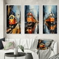 thumbnail image 1 of Designart "Journey on an Orange Train II" Modern Framed Wall Art Set Of 3 - Red Train Frame Canvas Set For Living Room Decor, 1 of 7
