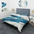 thumbnail image 1 of Designart "Journeying Through Sapphire Clouds V" Abstract Liquid Ink Bedding Covert Set - Modern Blue Abstract Bed Set With 2 Shams, 1 of 1