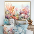 thumbnail image 1 of Designart "Joy In The World Of Colorful Coral Reefs" Coastal Coral Under Water Floater Framed Canvas Art Print, 1 of 5