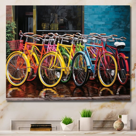 Designart "Joyful Bicycle Journeys II" Transportation Wall Art Living Room