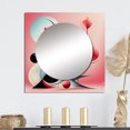 thumbnail image 1 of Designart "Joyful Blossoms In Rhythmic Pink And Blue" Modern Geometric Square Mirror For Wall Decor - Large Pink Square Printed Wall Mirror Art - Wall Mounted Square Large Mirror, 1 of 5