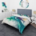 thumbnail image 1 of Designart "Joyous Tropical Turquoise III" Abstract Liquid Ink Bedding Covert Set - Modern Blue Abstract Bed Set With 1 Sham, 1 of 6