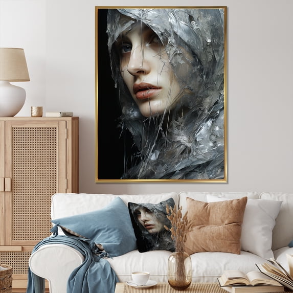 Designart "Judas' Betrayal In Silvery Shades" Christianity Floater Framed Wall Art Prints