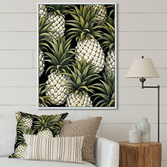 Designart "Juicy Delights Of A Sweet Pineapple II" Pineapples Floater Framed Canvas Prints