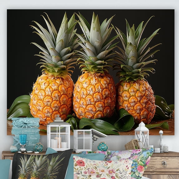 Designart "Juicy Delights Of A Sweet Pineapple" Pineapples Wall Art Living Room