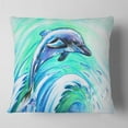 thumbnail image 1 of Designart Jumping Dolphin Watercolor - Animal Throw Pillow - 18x18, 1 of 4