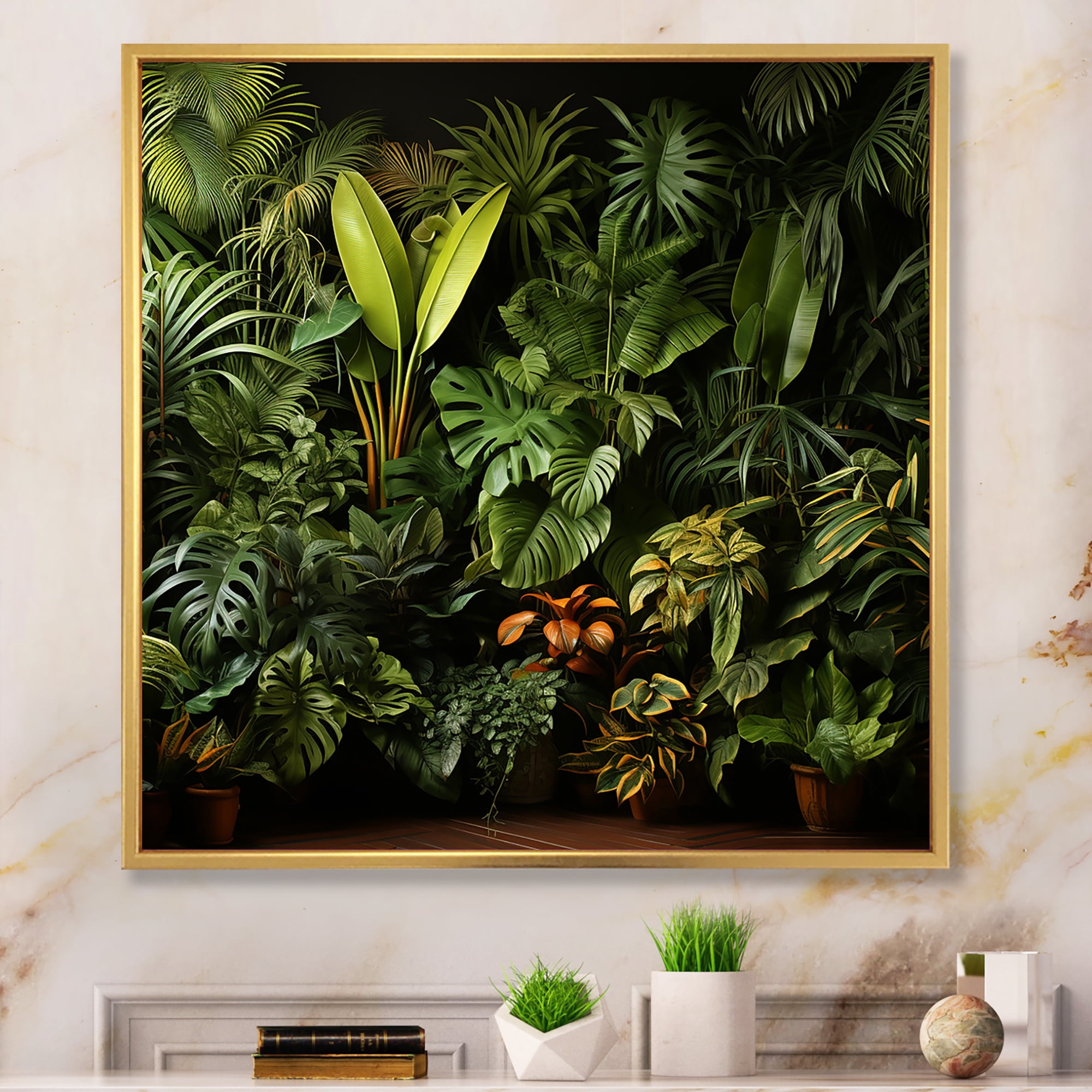 Designart "Jungle Plants Collage Whispers of the Rainforest I ...