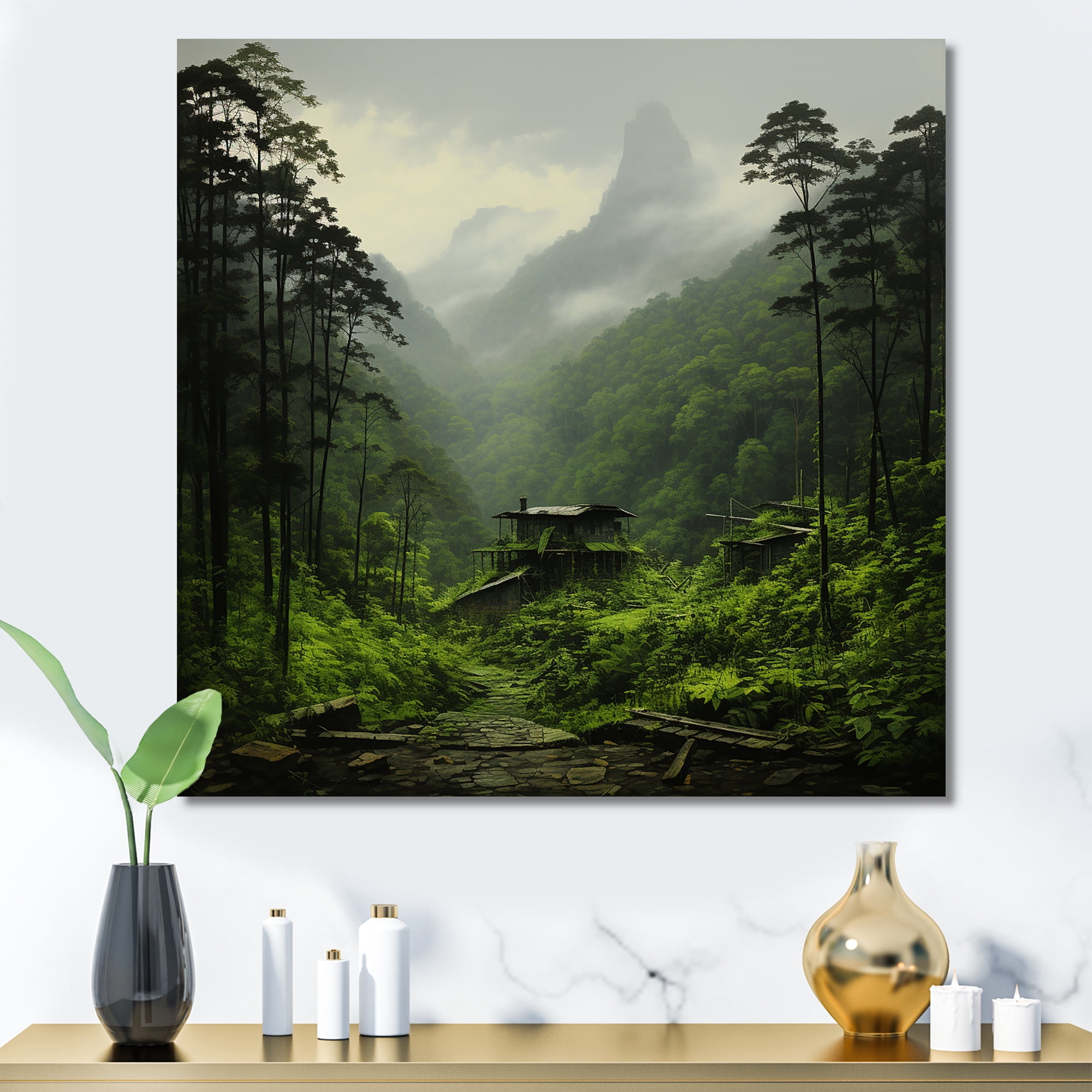 Designart "Jungle Plants Collage Whispers of the Rainforest III ...