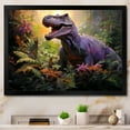 thumbnail image 1 of Designart "Jungle Scene with Prehistoric Dinosaurs" Animals Framed Wall Art Decor - Modern Purple Dinosaur Living Room Framed Canvas Art, 1 of 6
