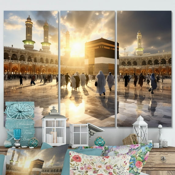 Designart "Kaaba Reflection Islam wall art I" Islamic Metal Wall Décor Set