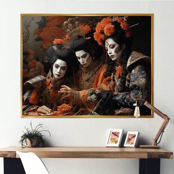 Designart "Kabuki Theatre Japon wall art II" Japan Art Floater Framed Wall Decor