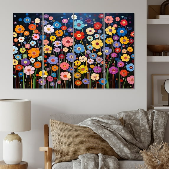 Designart "Kaleidoscope of Abstract Colorful Wildflowers" Floral Art Living Room Set