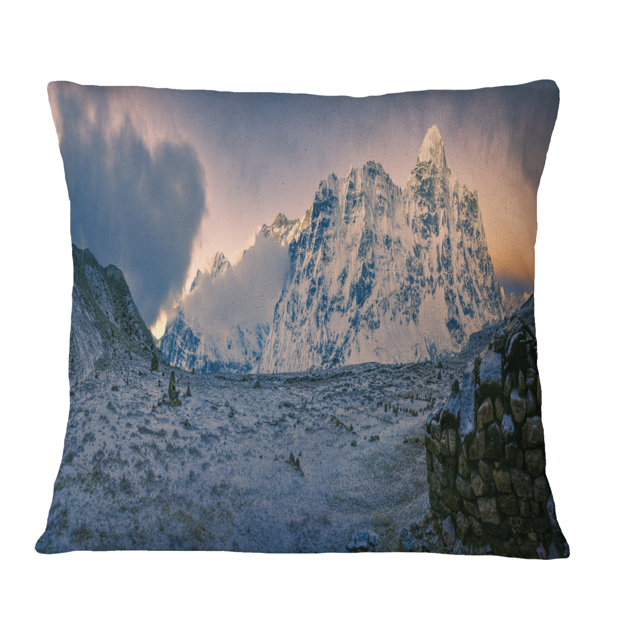 Designart Kangchenjunga Panorama - Landscape Printed Throw Pillow - 16x16