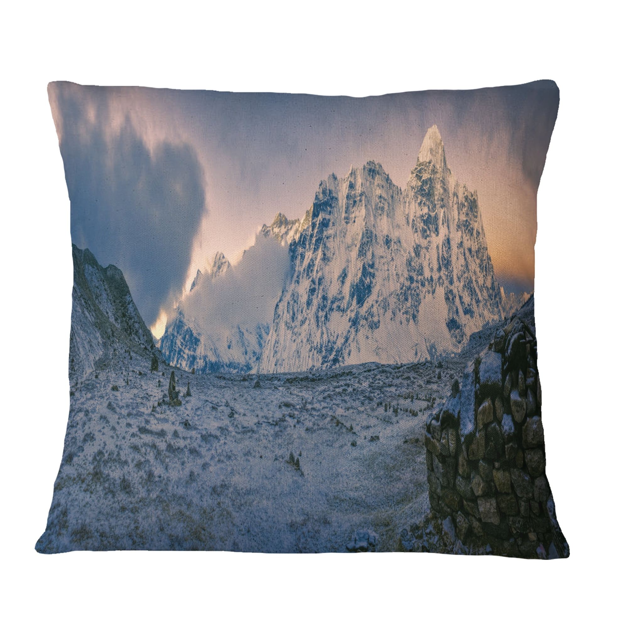 Designart Kangchenjunga Panorama - Landscape Printed Throw Pillow - 18x18